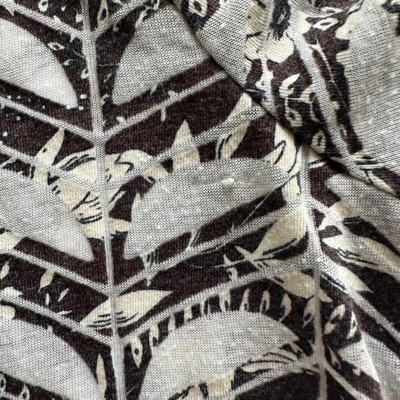 Scotch & Soda T-Shirt Top Floral Birds Burnout Short Sleeve Brown Women's Large - Picture 8 of 13